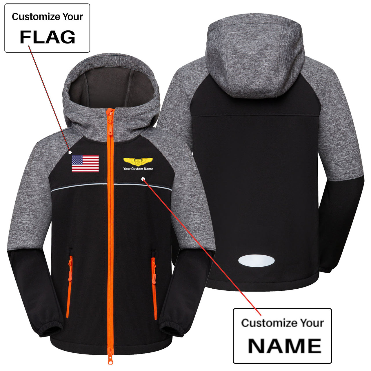 Custom Flag & Name "Special US Air Force" Children Polar Style Jackets