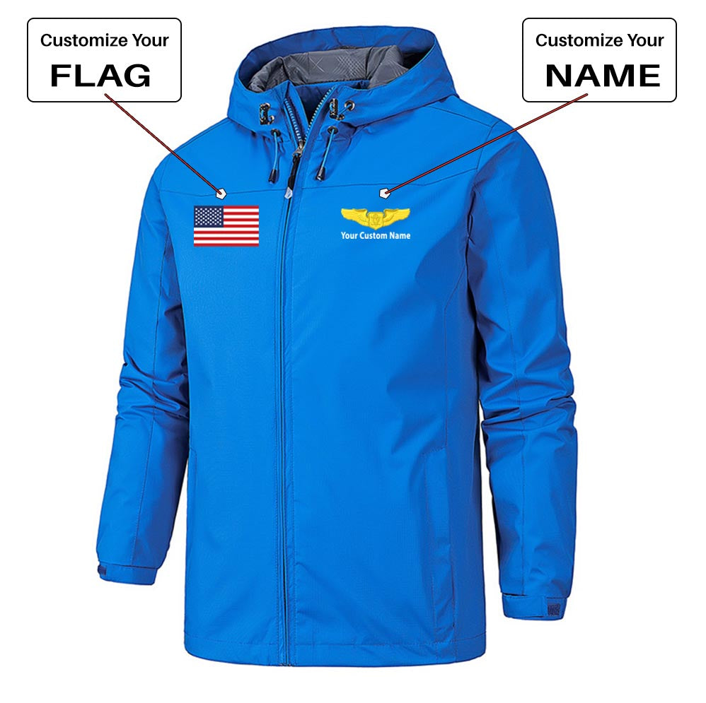 Custom Flag & Name with "Special US Air Force" Rain Jackets & Windbreakers