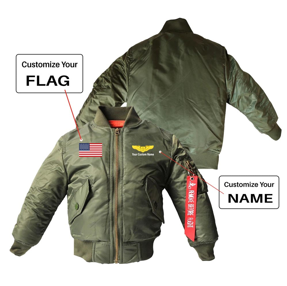 Custom Flag & Name with "Special US Air Force" Children Bomber Jackets