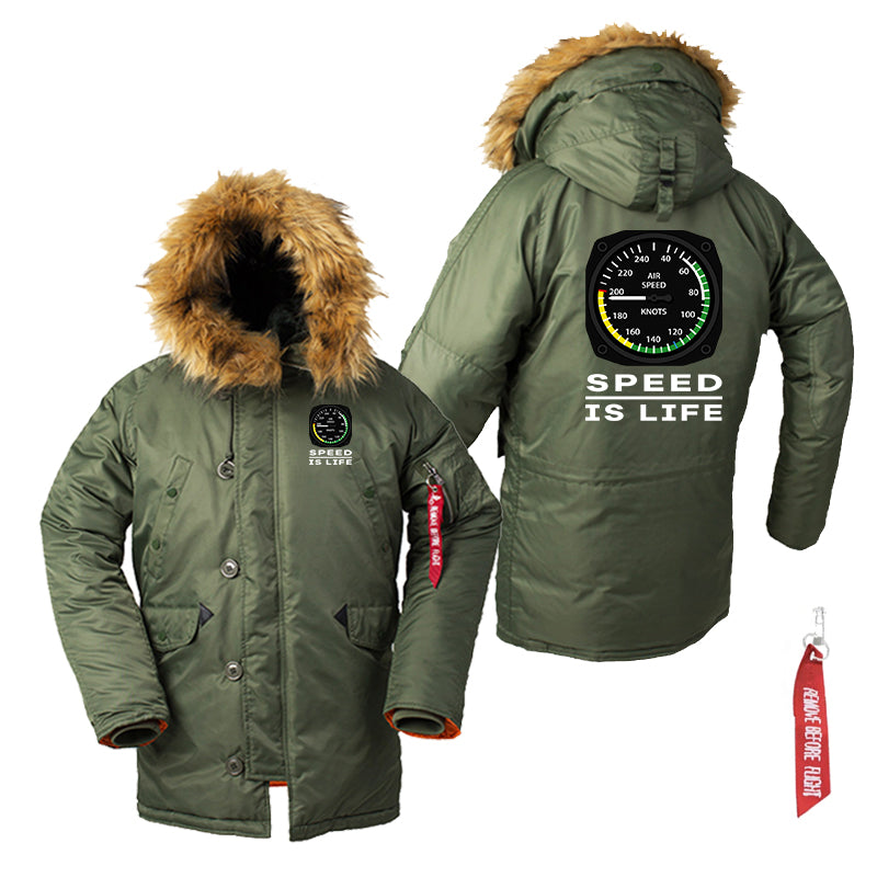 Speed Is Life Designed Parka Bomber Jackets