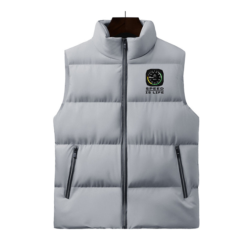 Speed Is Life Designed Puffy Vests