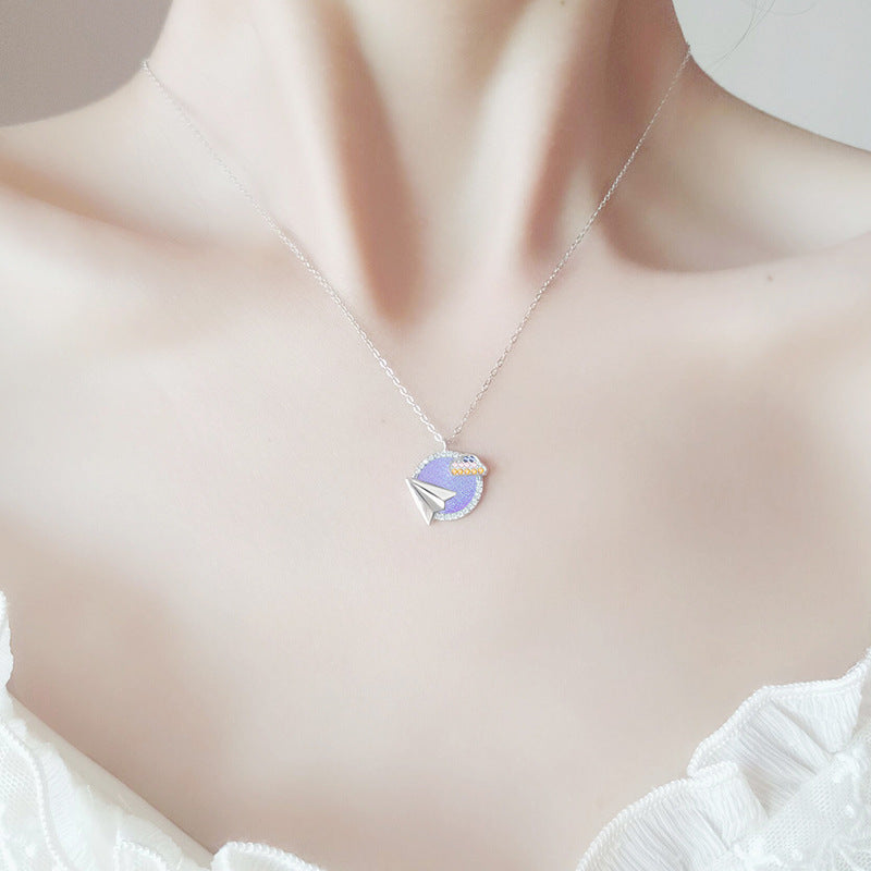 925 Silver Paper Airplane Necklaces
