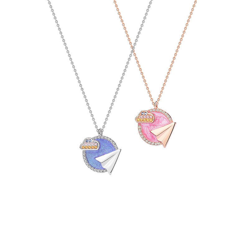 925 Silver Paper Airplane Necklaces