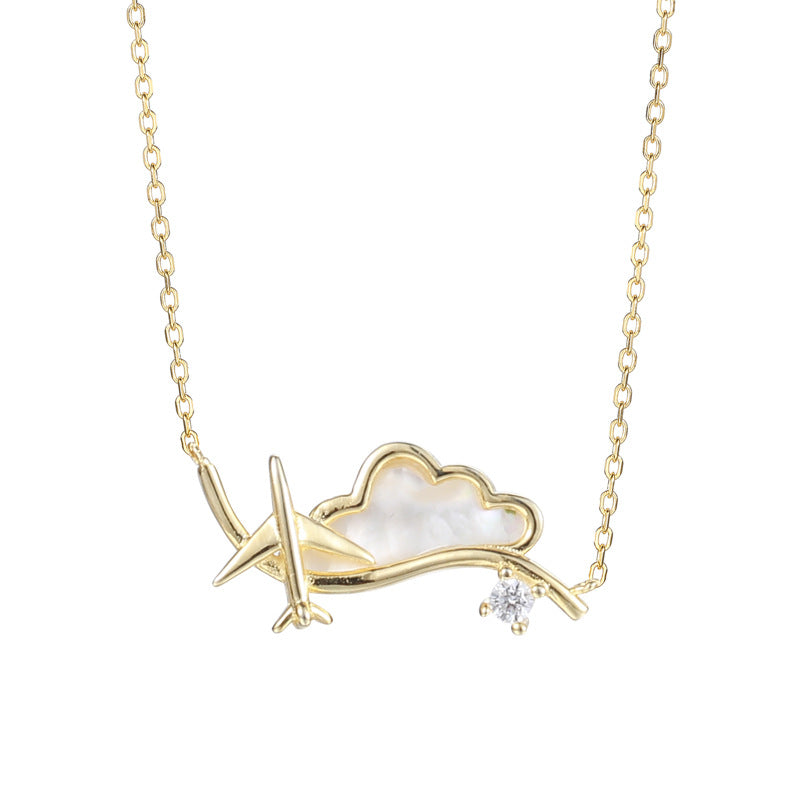 Sterling Silver Cloud Airplane Necklace