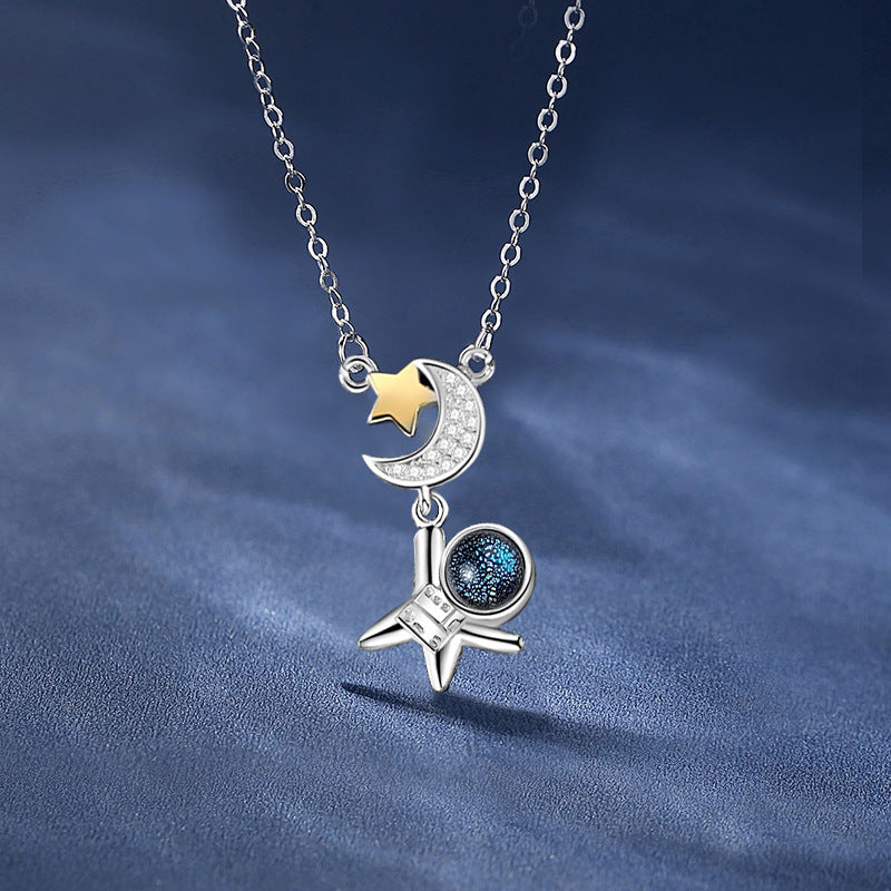 925 Silver Aerospace Couple Astronaut Necklaces