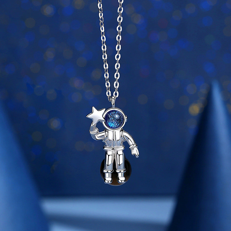 925 Silver Aerospace Couple Astronaut Necklaces