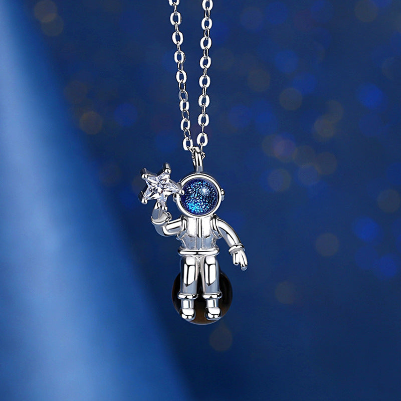 925 Silver Aerospace Couple Astronaut Necklaces
