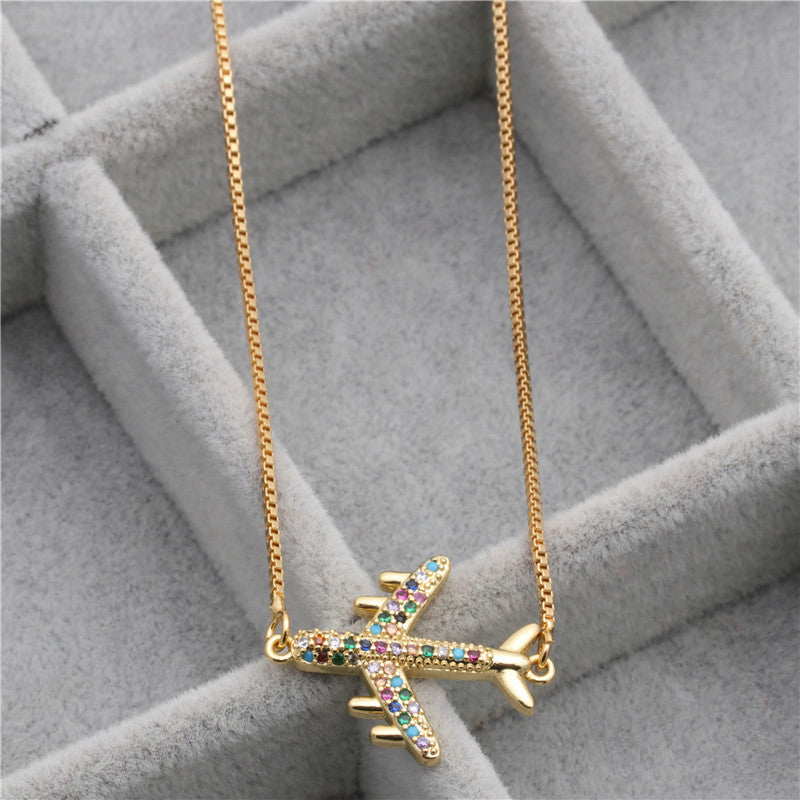 Crystal Airplane Shape Necklace