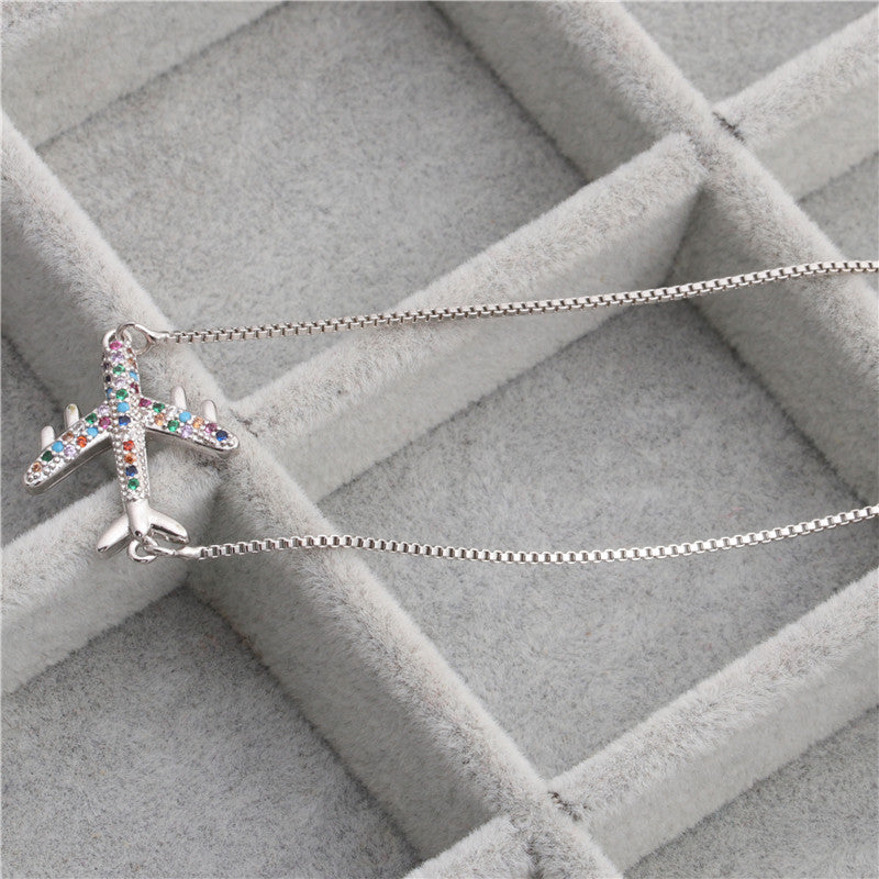 Crystal Airplane Shape Necklace