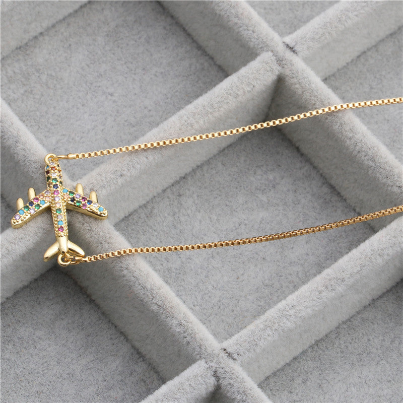 Crystal Airplane Shape Necklace