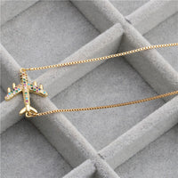 Thumbnail for Crystal Airplane Shape Necklace