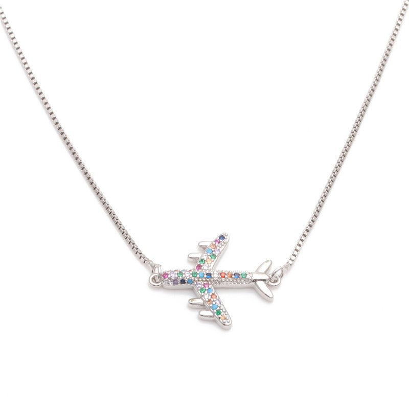 Crystal Airplane Shape Necklace