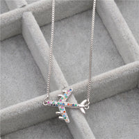 Thumbnail for Crystal Airplane Shape Necklace