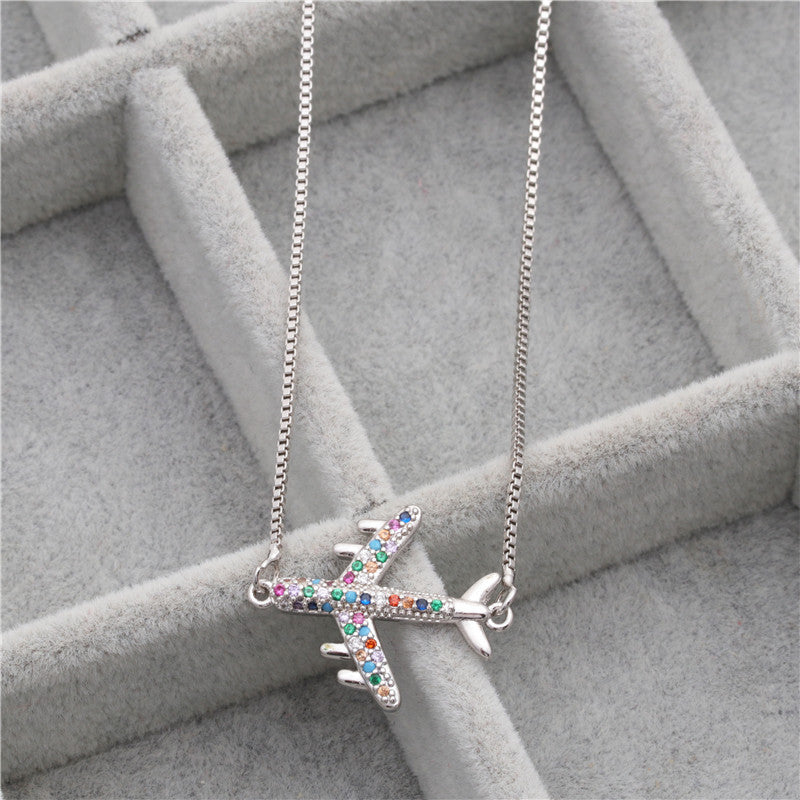 Crystal Airplane Shape Necklace