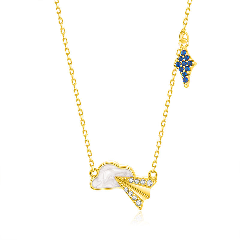 925 Silver Cloud & Aircraft Necklace