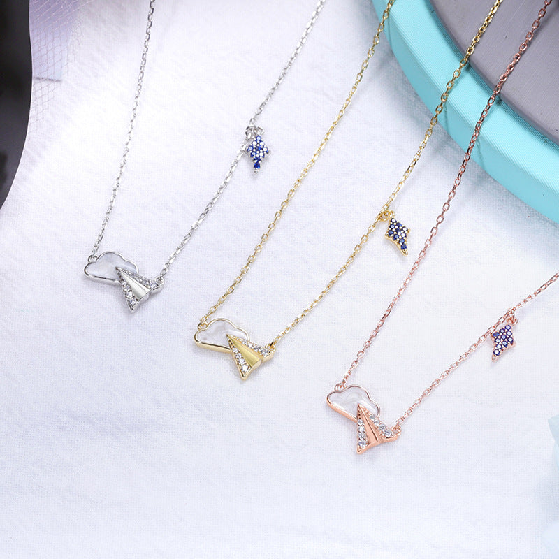 925 Silver Cloud & Aircraft Necklace