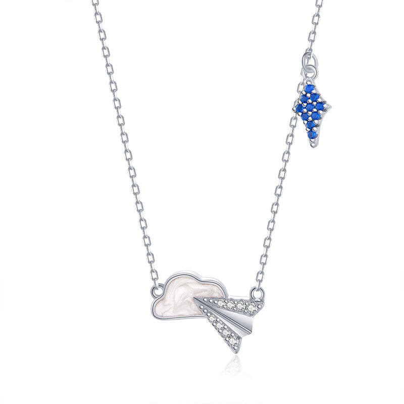 925 Silver Cloud & Aircraft Necklace
