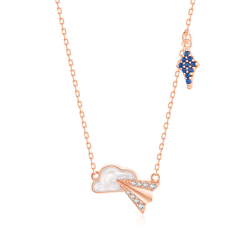 925 Silver Cloud & Aircraft Necklace
