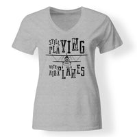 Thumbnail for Still Playing With Airplanes Designed V-Neck T-Shirts