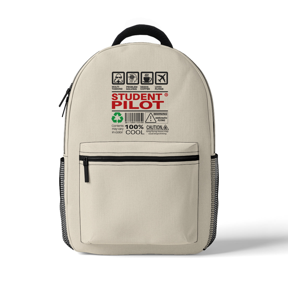 Student Pilot Label Designed 3D Backpacks