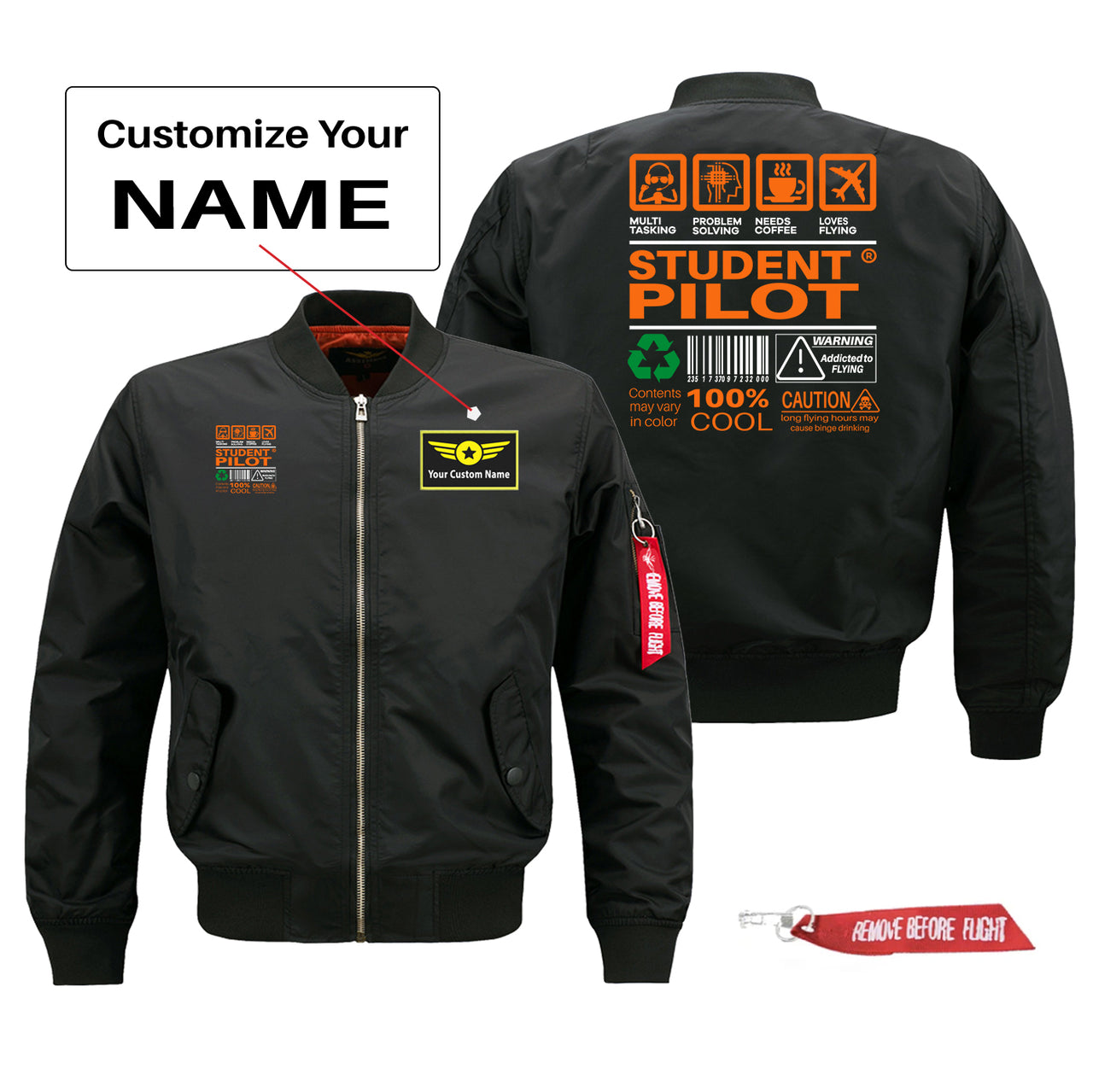 Student Pilot Label Designed Pilot Jackets (Customizable)
