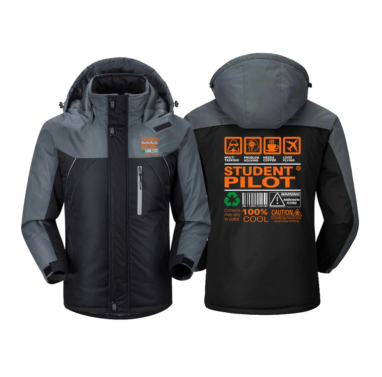 Student Pilot Label Designed Thick Winter Jackets