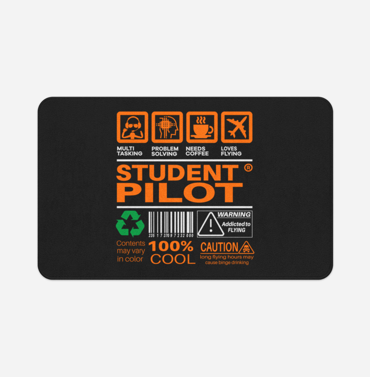 Student Pilot Label Designed Bath Mats