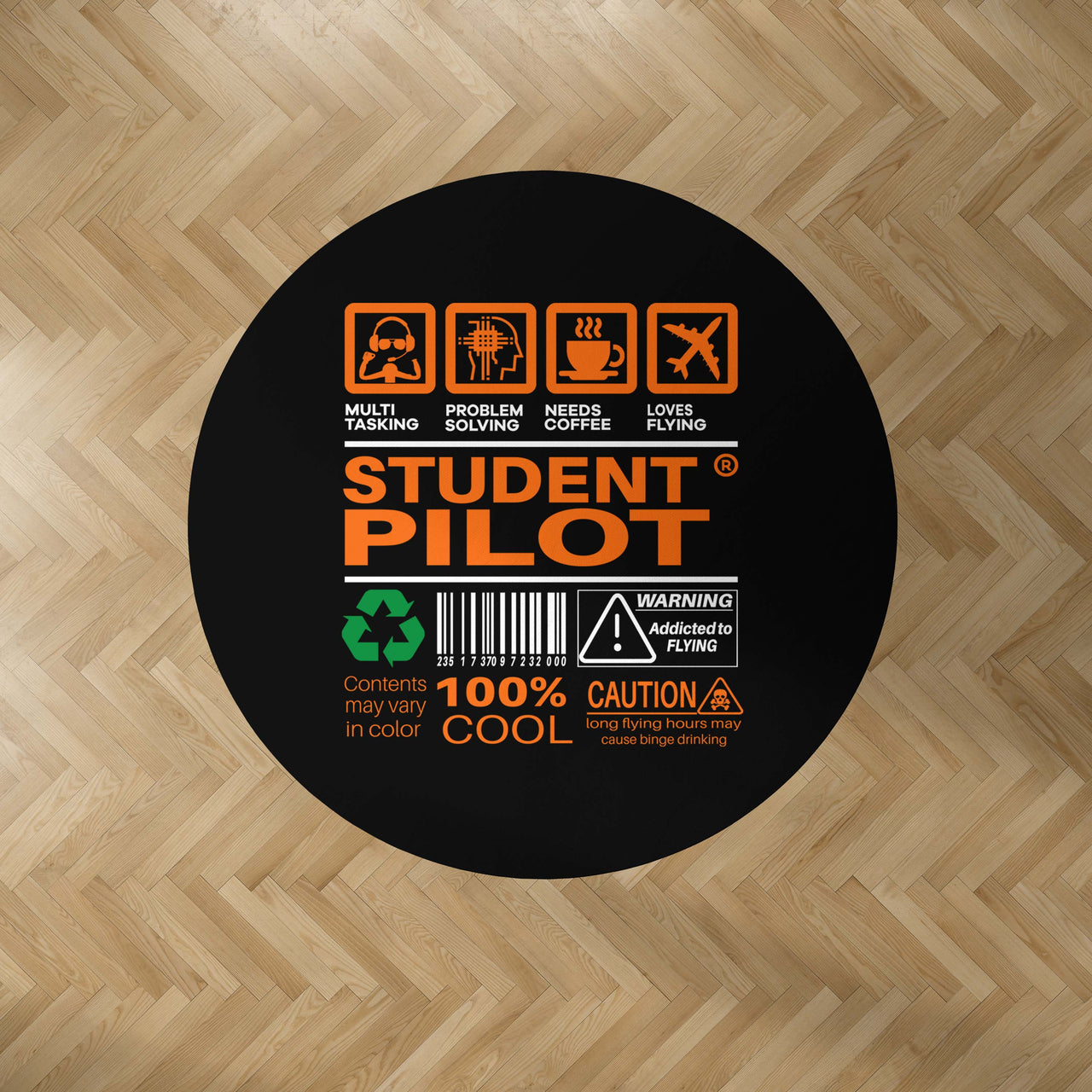 Student Pilot Label Designed Carpet & Floor Mats (Round)