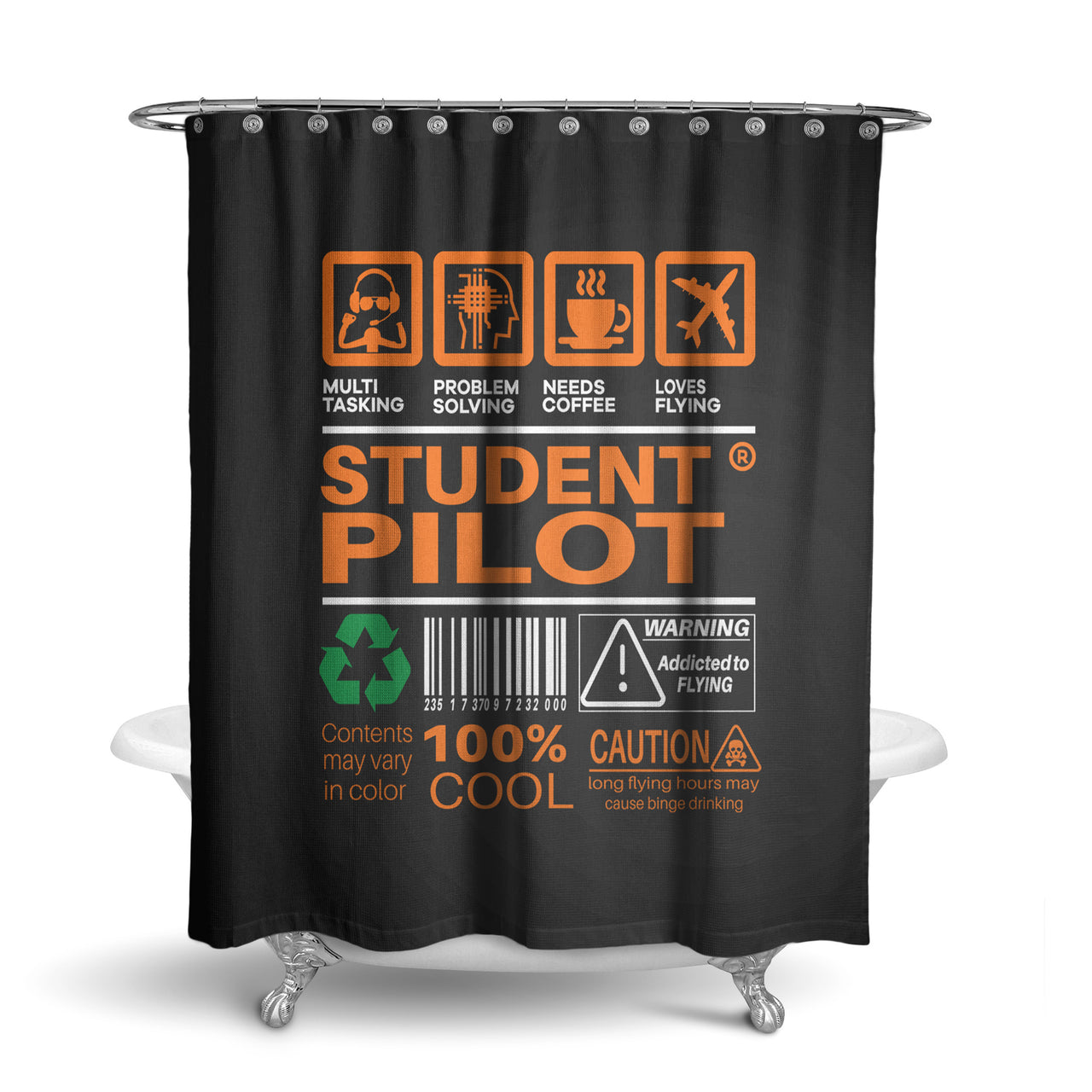 Student Pilot Label Designed Shower Curtains