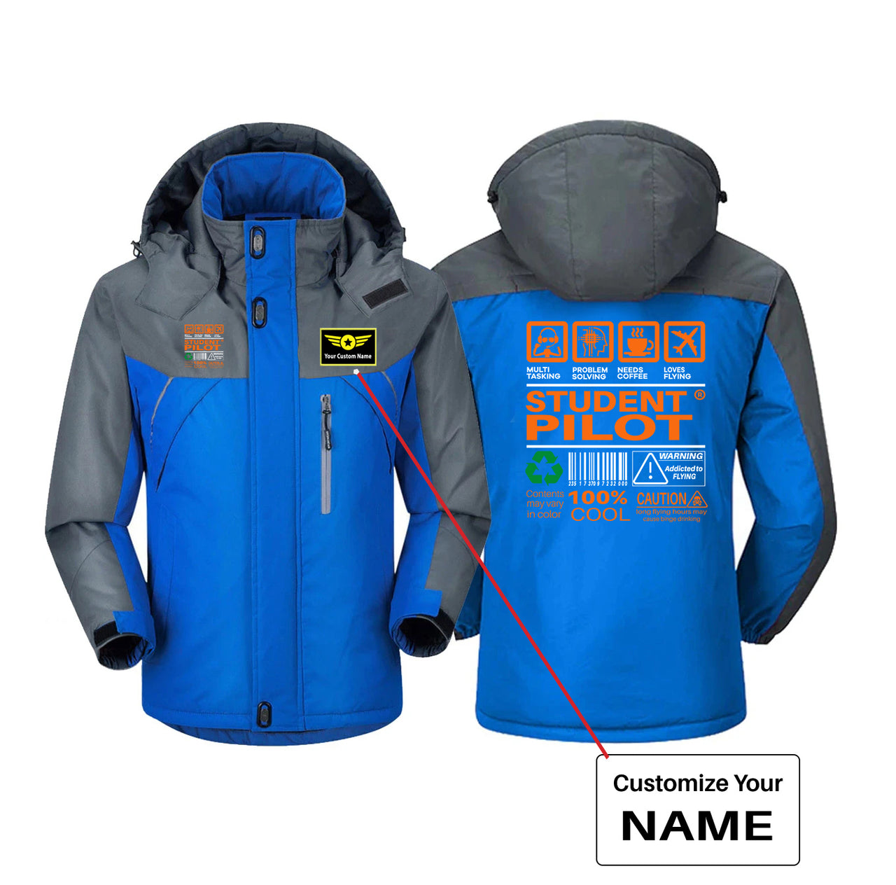 Student Pilot Label Designed Thick Winter Jackets