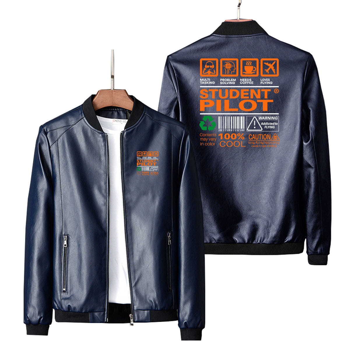 Student Pilot Label Designed PU Leather Jackets