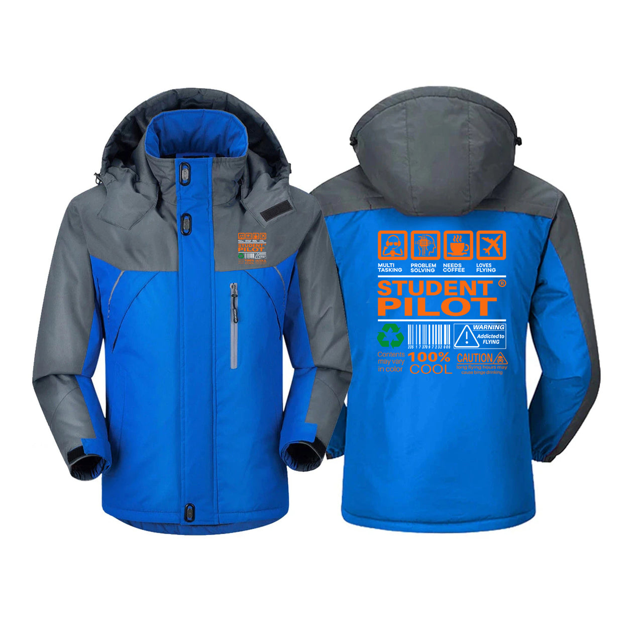 Student Pilot Label Designed Thick Winter Jackets