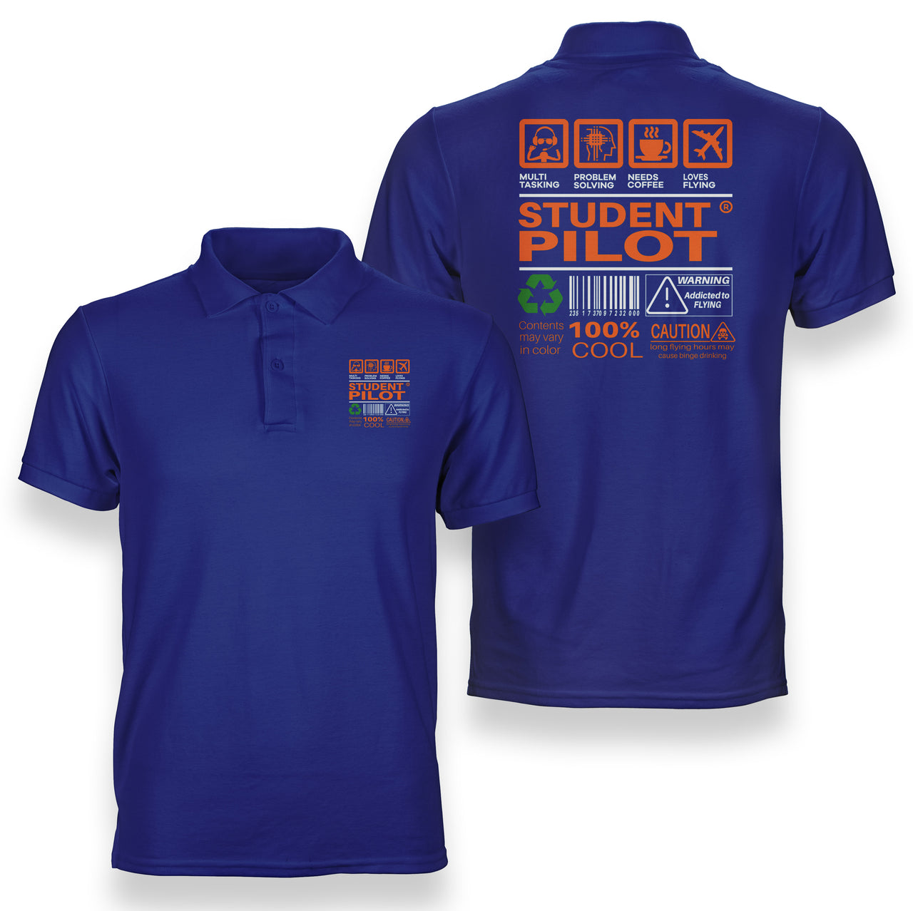 Student Pilot Label Designed Double Side Polo T-Shirts
