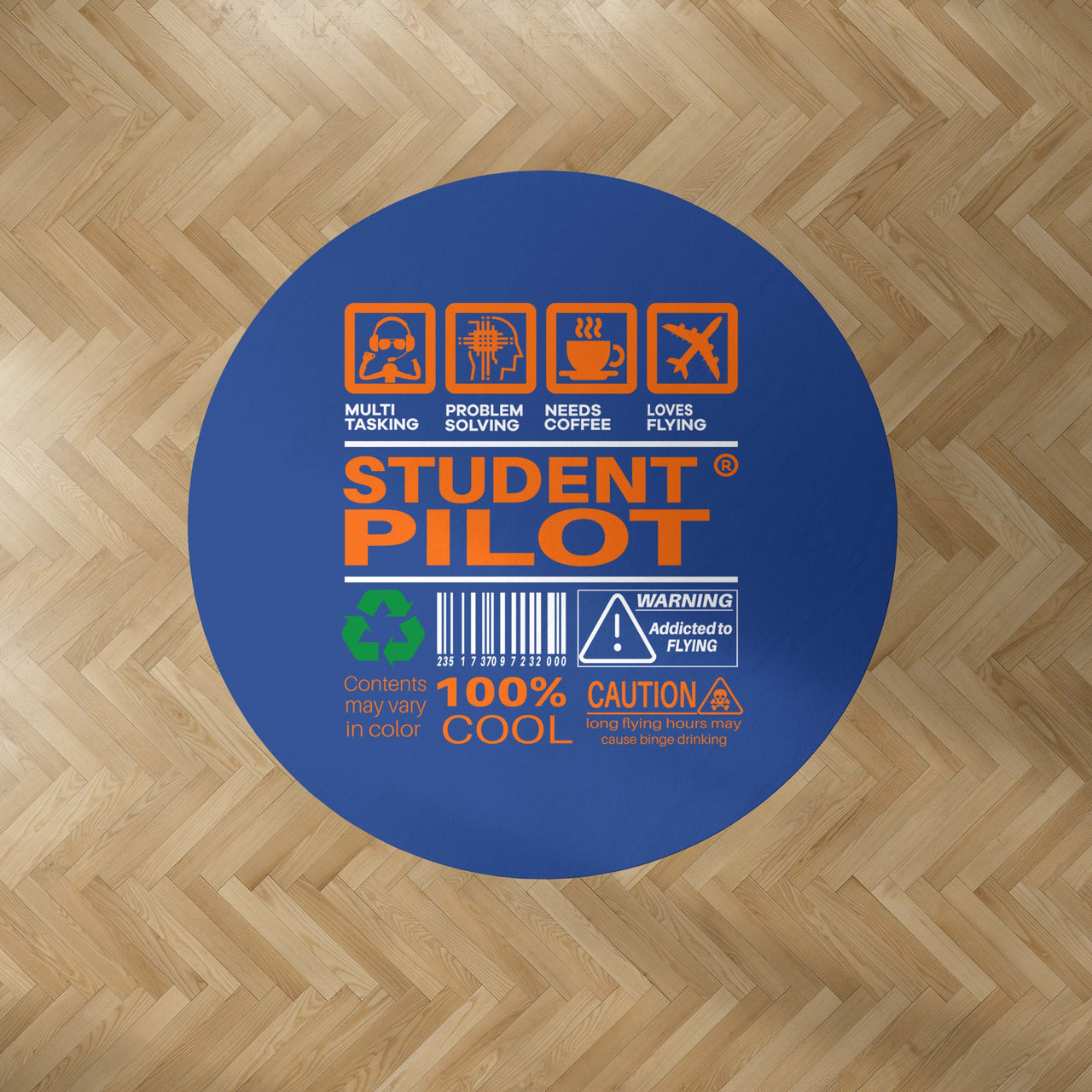 Student Pilot Label Designed Carpet & Floor Mats (Round)