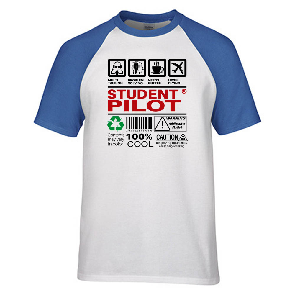 Student Pilot Label Designed Raglan T-Shirts