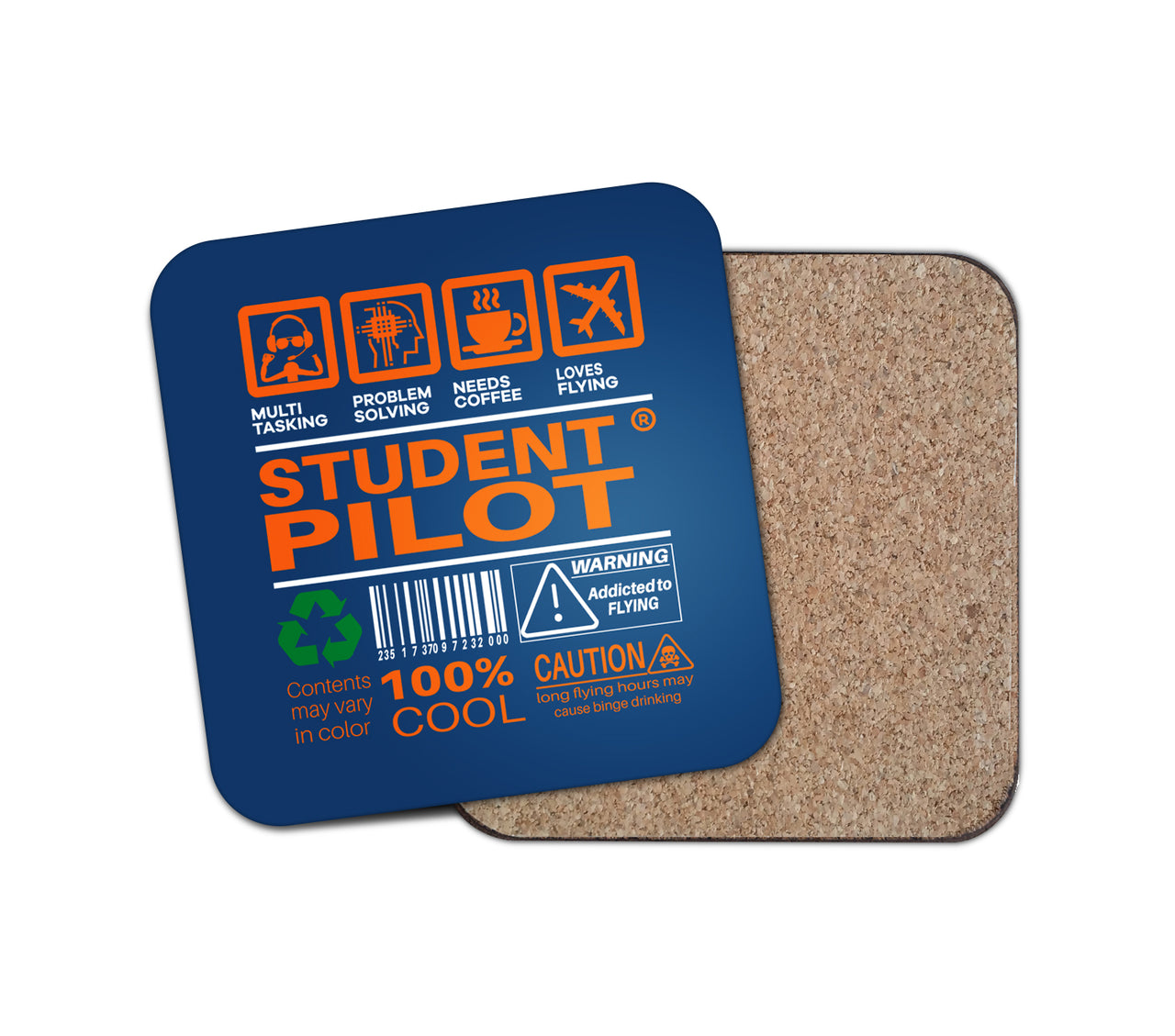 Student Pilot Label Designed Coasters