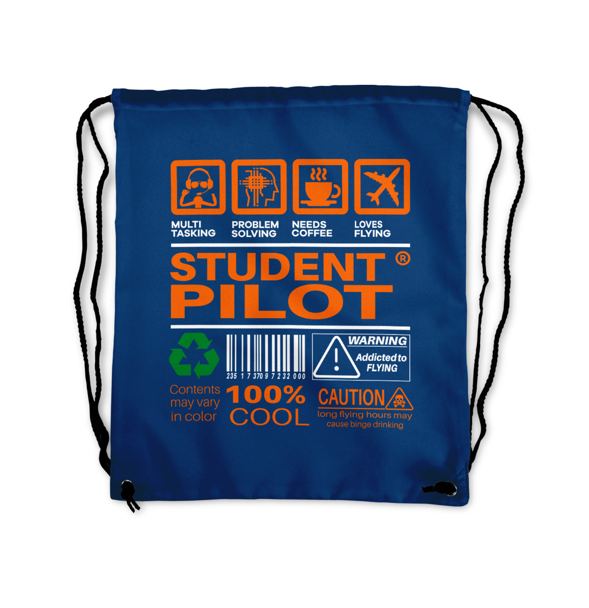 Student Pilot Label Designed Drawstring Bags