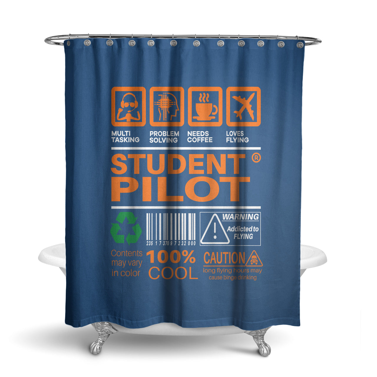 Student Pilot Label Designed Shower Curtains