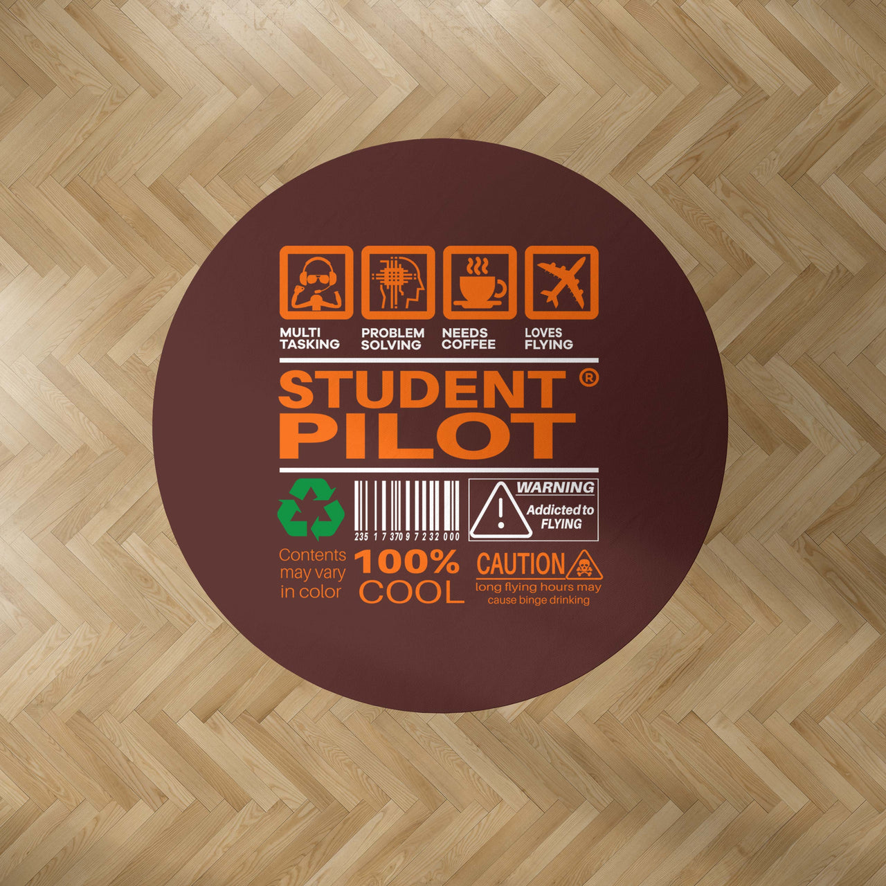 Student Pilot Label Designed Carpet & Floor Mats (Round)