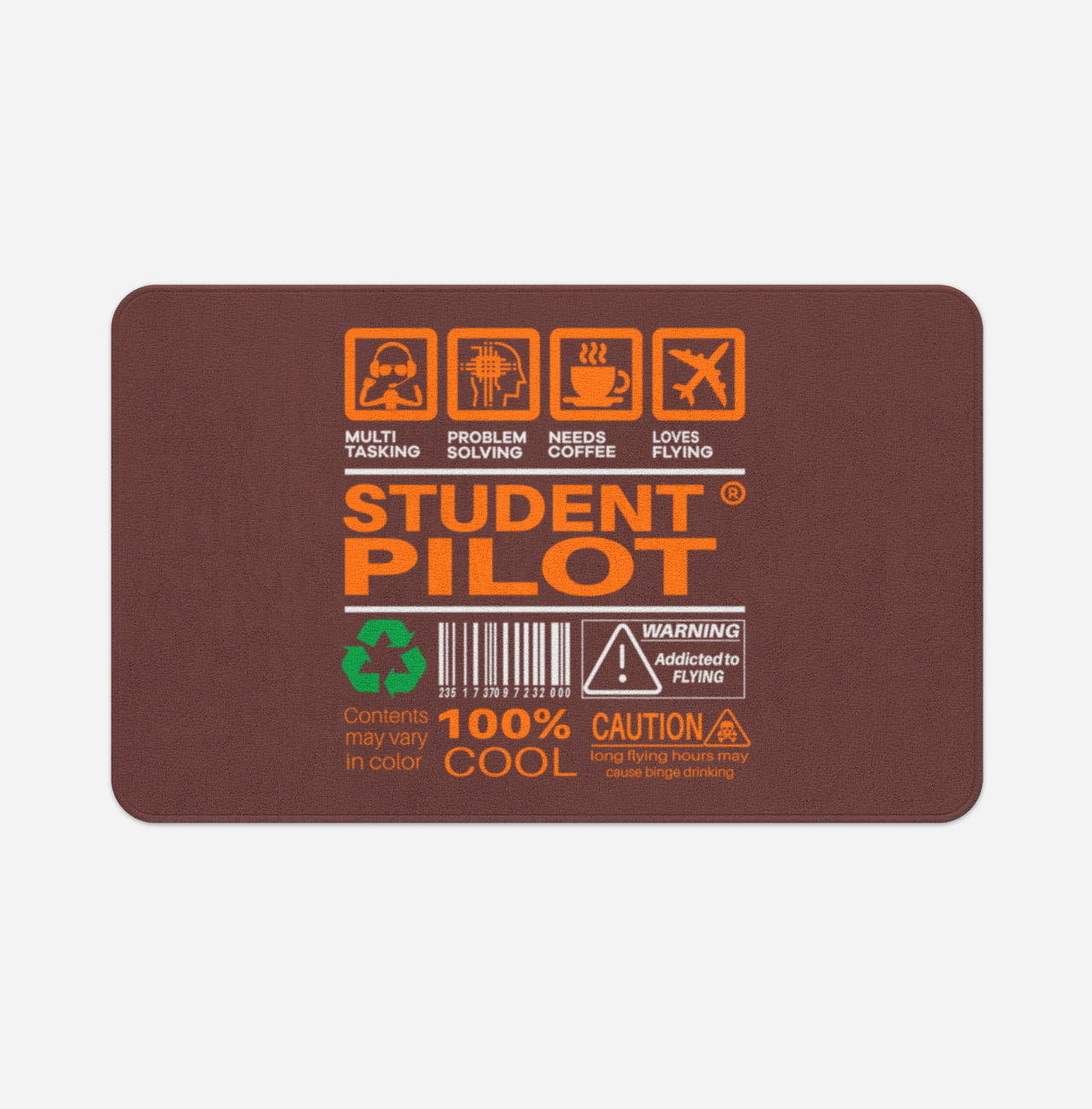 Student Pilot Label Designed Bath Mats