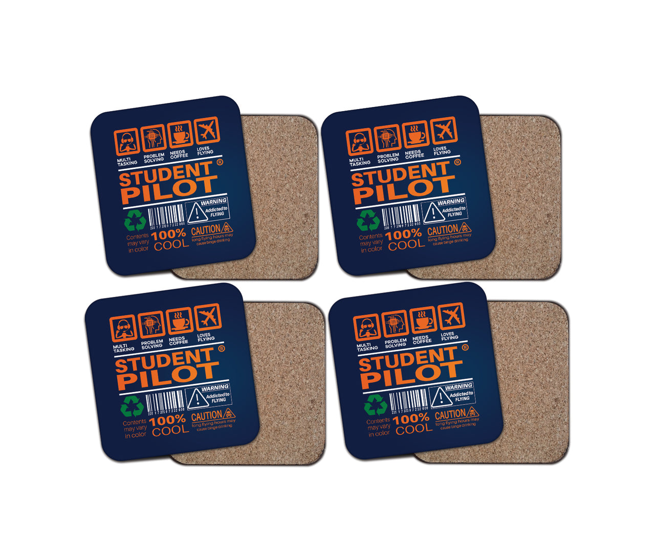 Student Pilot Label Designed Coasters