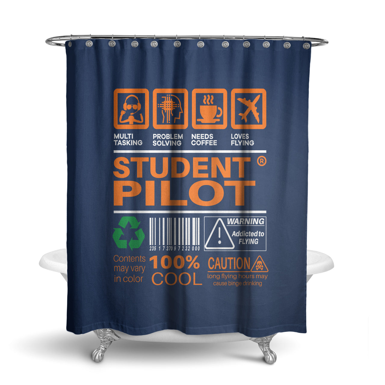 Student Pilot Label Designed Shower Curtains