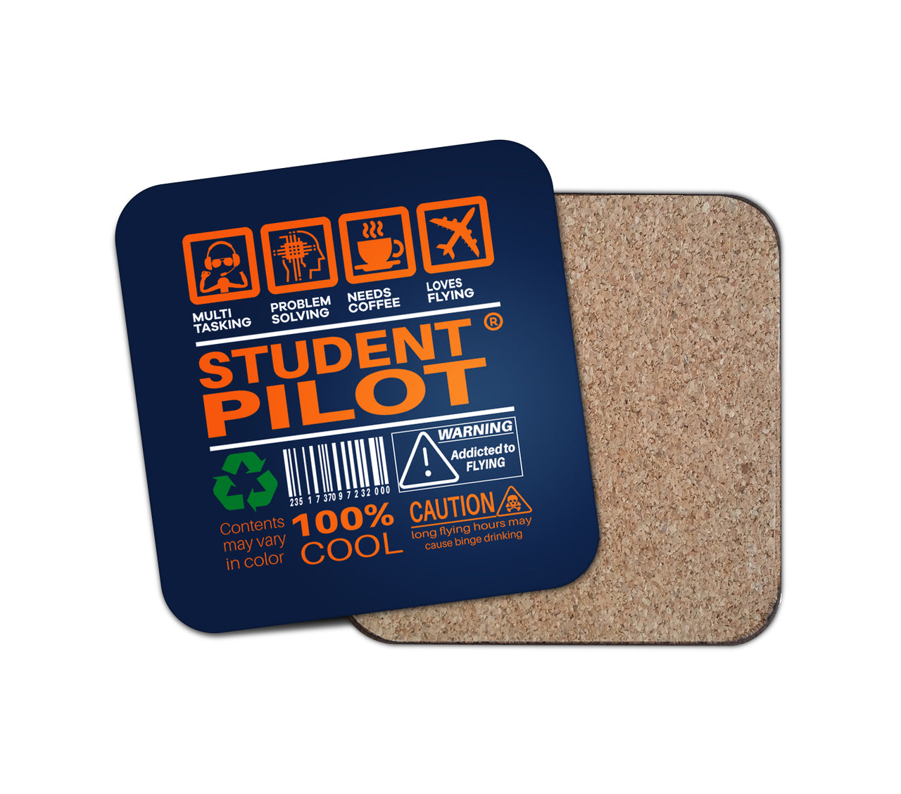Student Pilot Label Designed Coasters