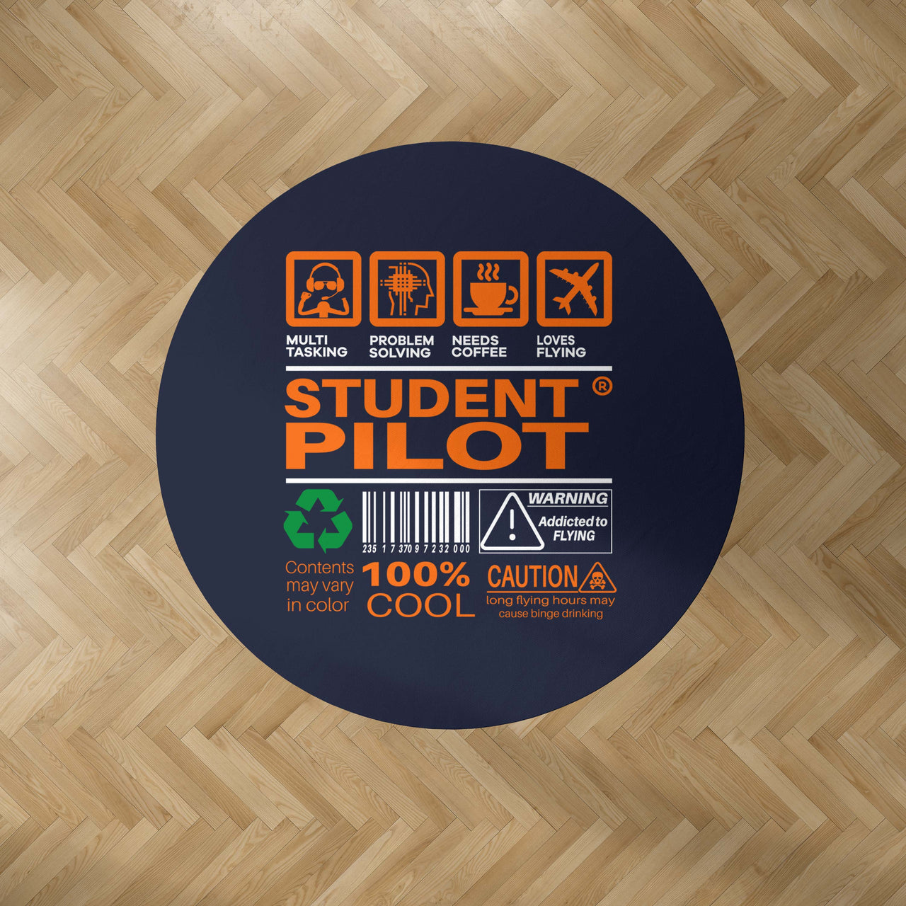 Student Pilot Label Designed Carpet & Floor Mats (Round)