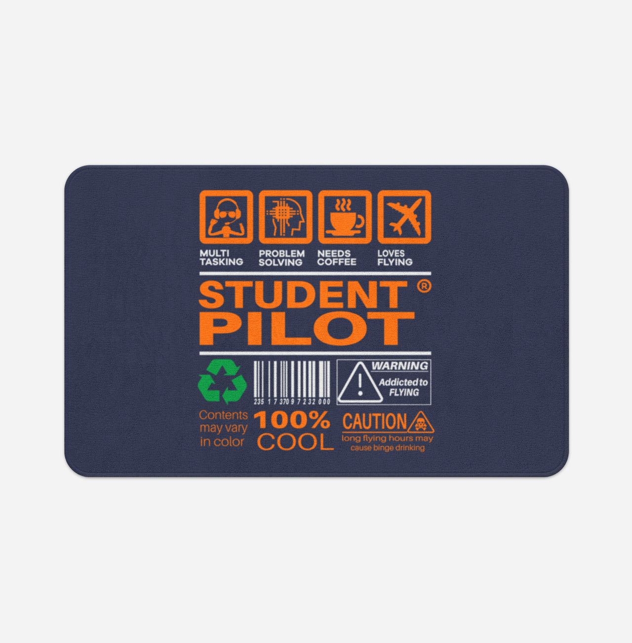 Student Pilot Label Designed Bath Mats