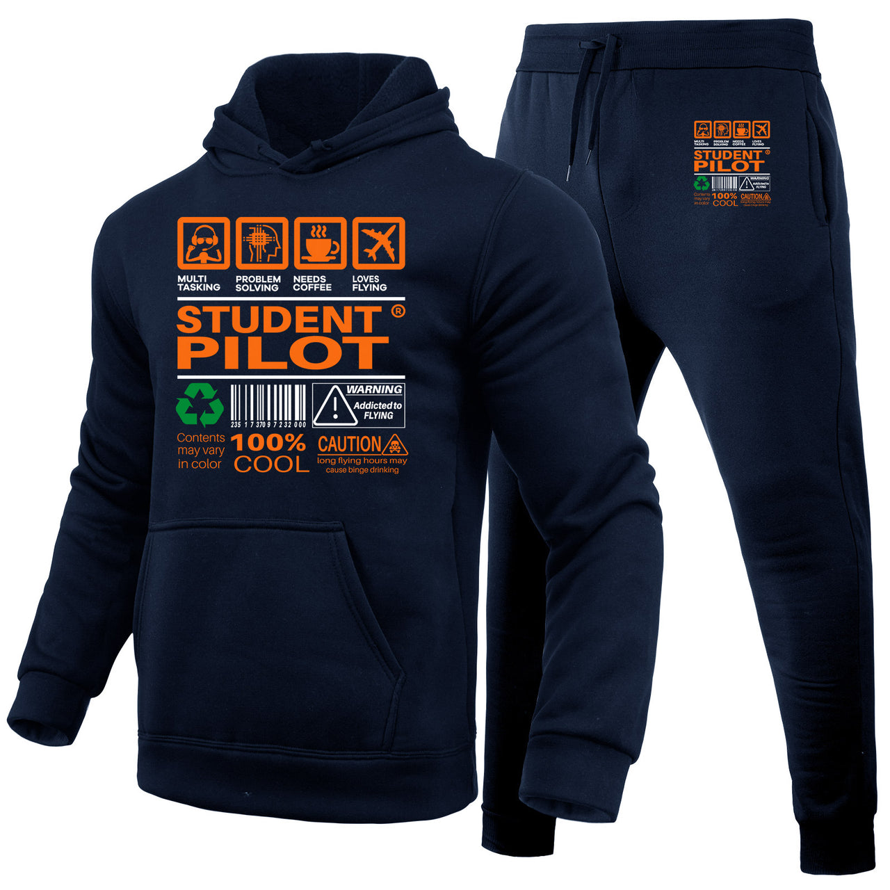 Student Pilot Label Designed Hoodies & Sweatpants Set