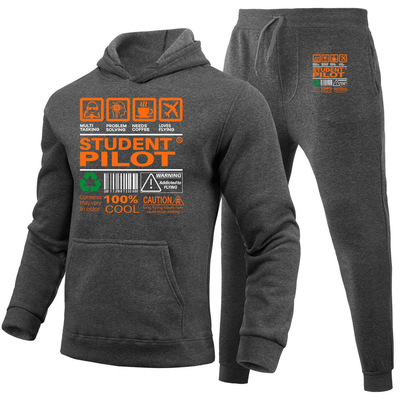 Student Pilot Label Designed Hoodies & Sweatpants Set