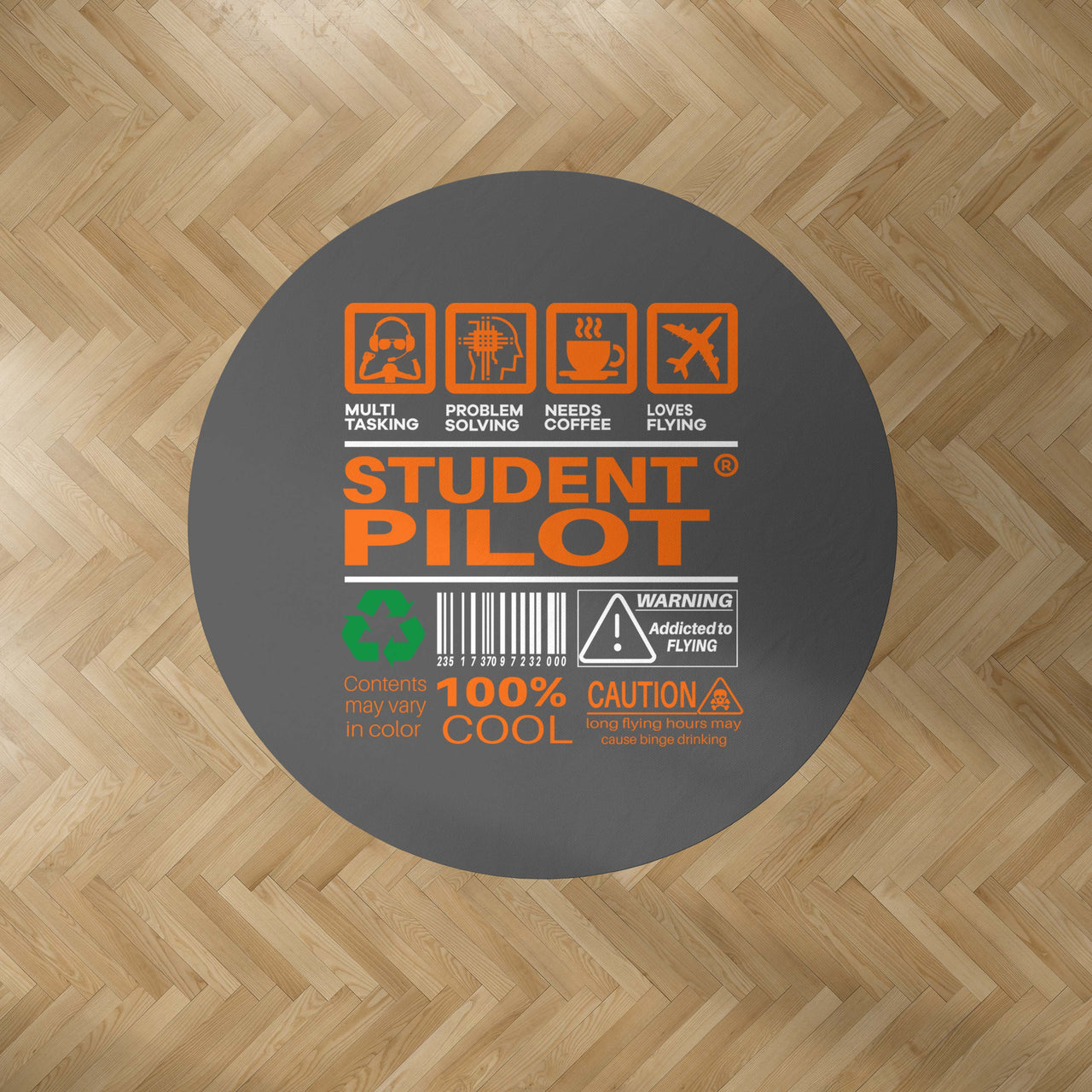 Student Pilot Label Designed Carpet & Floor Mats (Round)