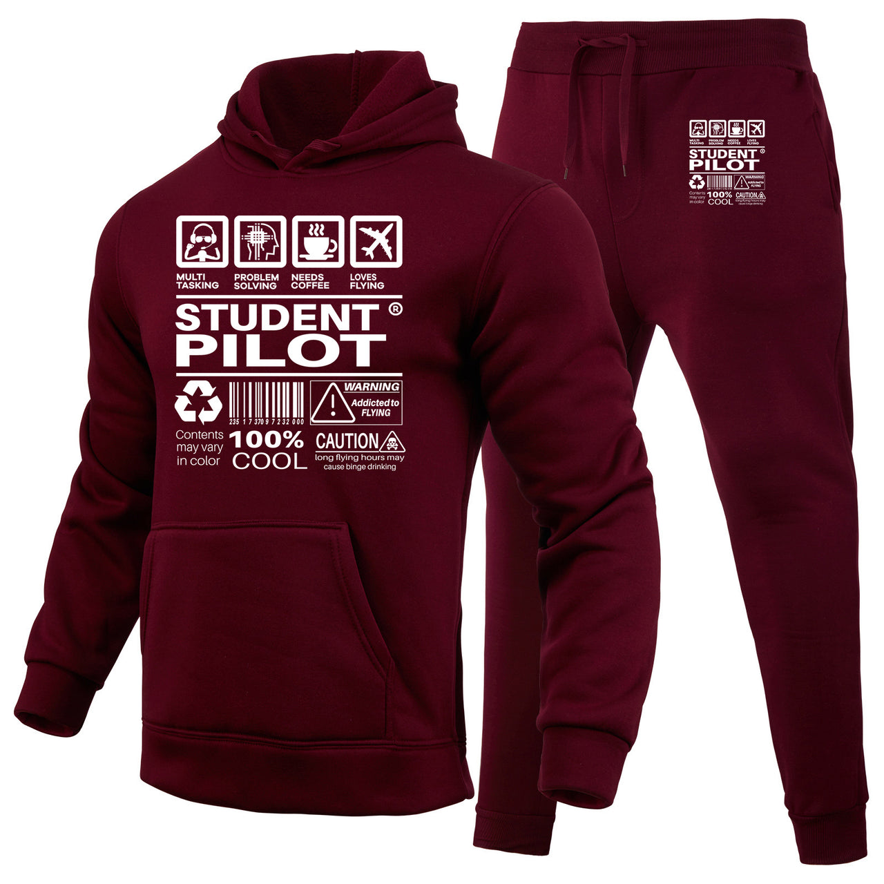 Student Pilot Label Designed Hoodies & Sweatpants Set