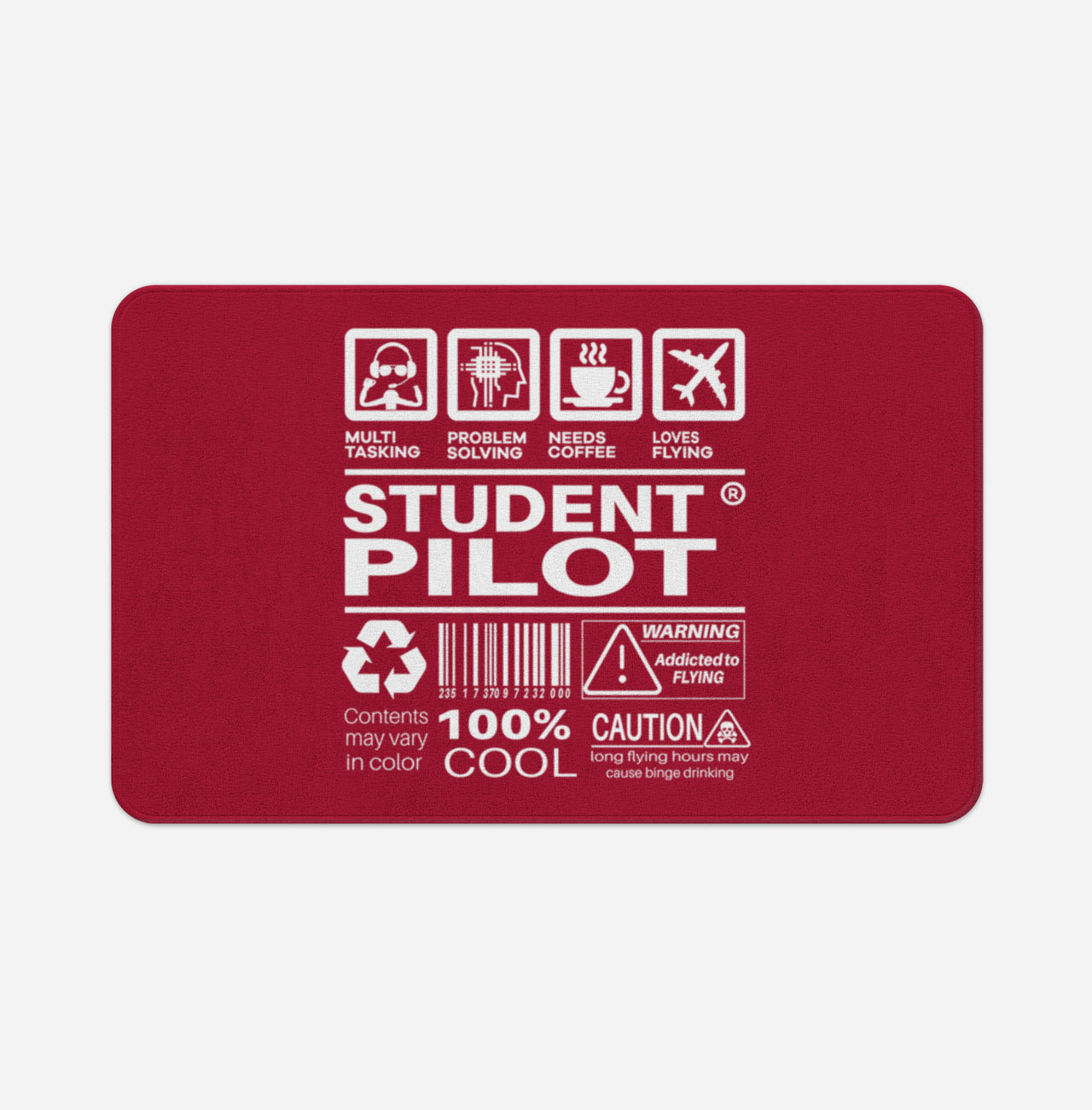 Student Pilot Label Designed Bath Mats